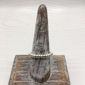 HANDCRAFTED Silver Hematite Stretch Bead Ring.